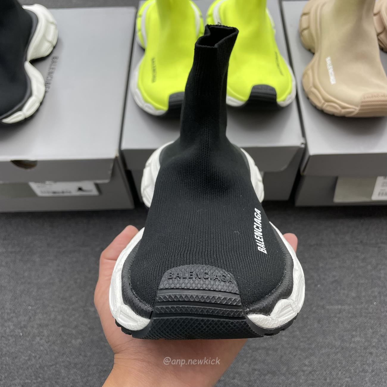 Balenciaga 3xl Sock Recycled Knit Sneakers Black White Fluo Yellow Beige (6) - newkick.vip